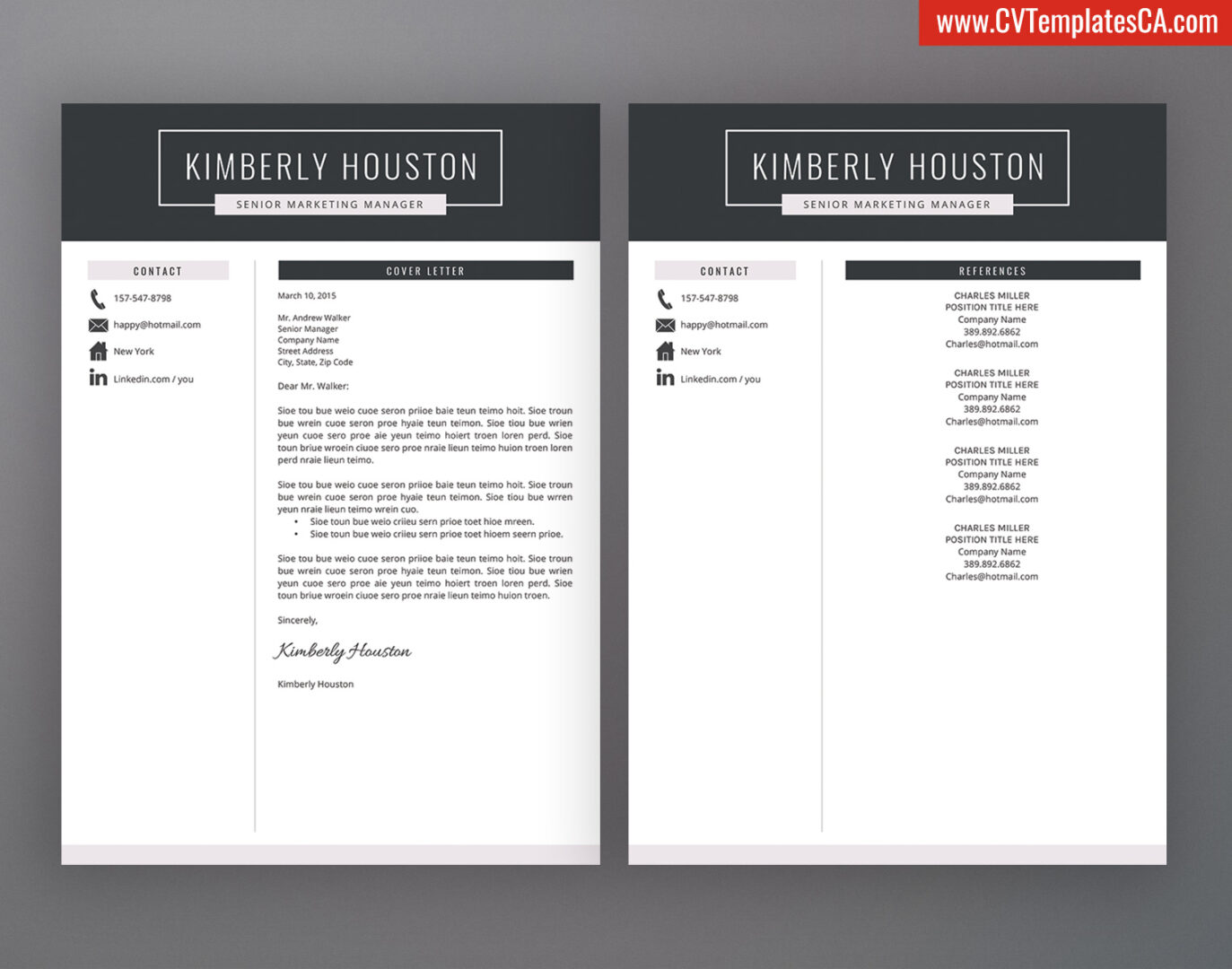 Modern Resume / CV Template for Word, Curriculum Vitae, Professional CV ...